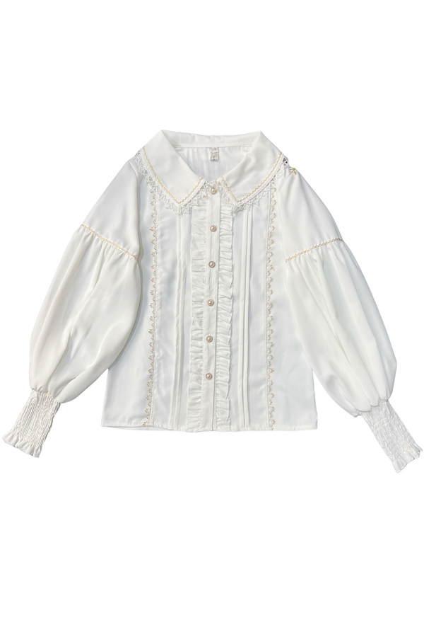 Retro Chic Lolita Shirt + Lace-up High Waist Lolita Skirt