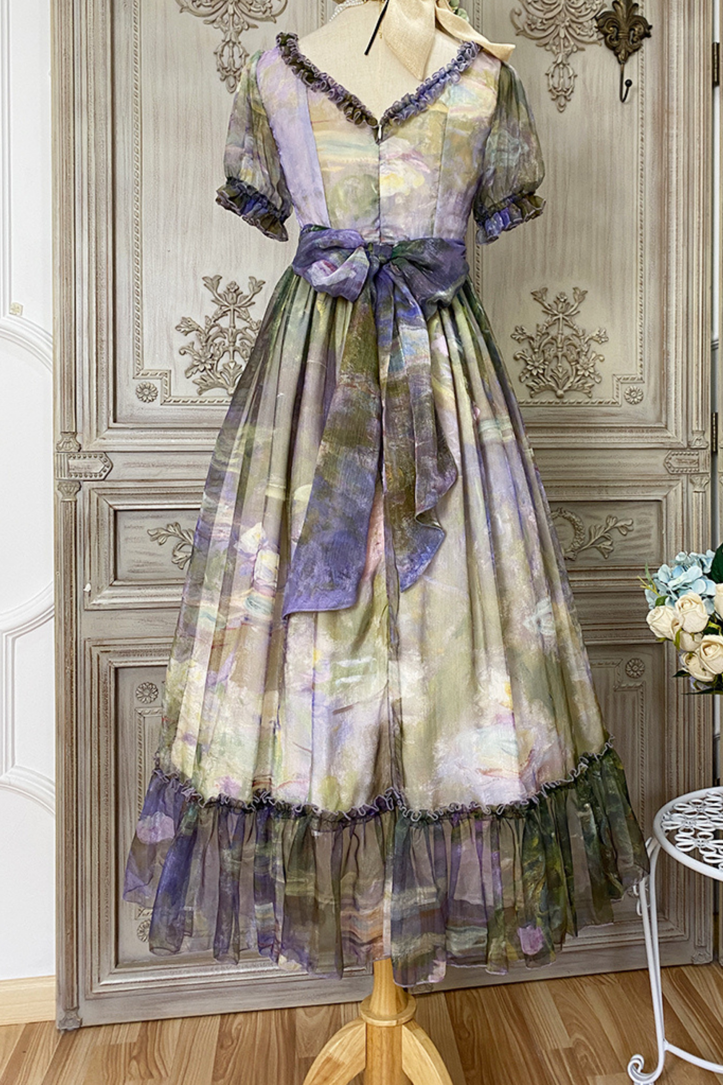 マーブルアートハイウエストマークロリータドレス