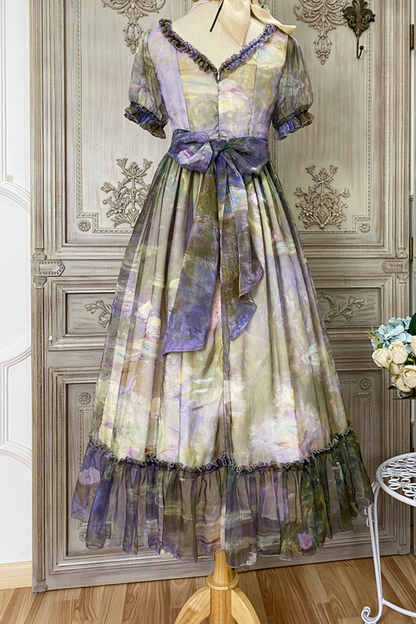 マーブルアートハイウエストマークロリータドレス