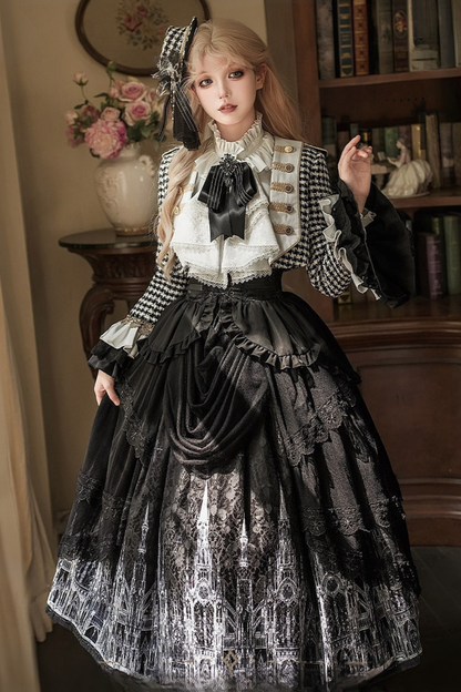 【予約商品】チャーチクワイアゴシックロリータハウンドストゥースドレスアンドプリンススーツフルセット＋コンプリートセット＋ハット