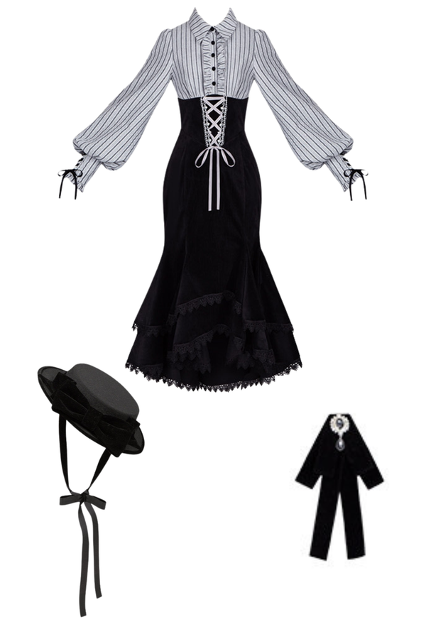 Fishtail Dress + Flare Dress + Hat + Hairband