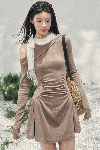 フレンチレースオフショルダードレス