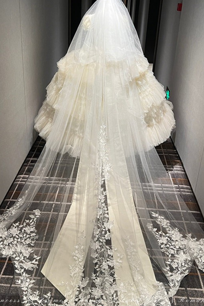 [Vorbestellung bis 31. März] Ewiger Edelstein-Hochzeitsrock + Schal + Ärmel + Schleier + Schleppe