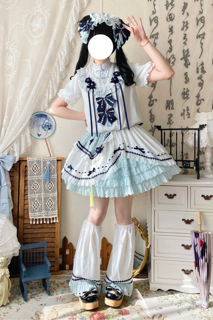 [3월 18일 예약마감] 차이나 드림 원피스 + 점퍼 스커트 + 소매 + 레그 워머 + 머리띠 + 칼라 + 클립 + 리본 + 공주 소매