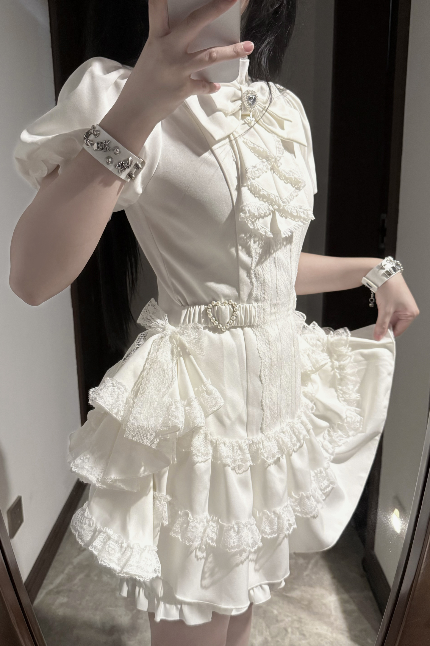 パフスリーブエレガントゴシックスタイルトップス+パンツ