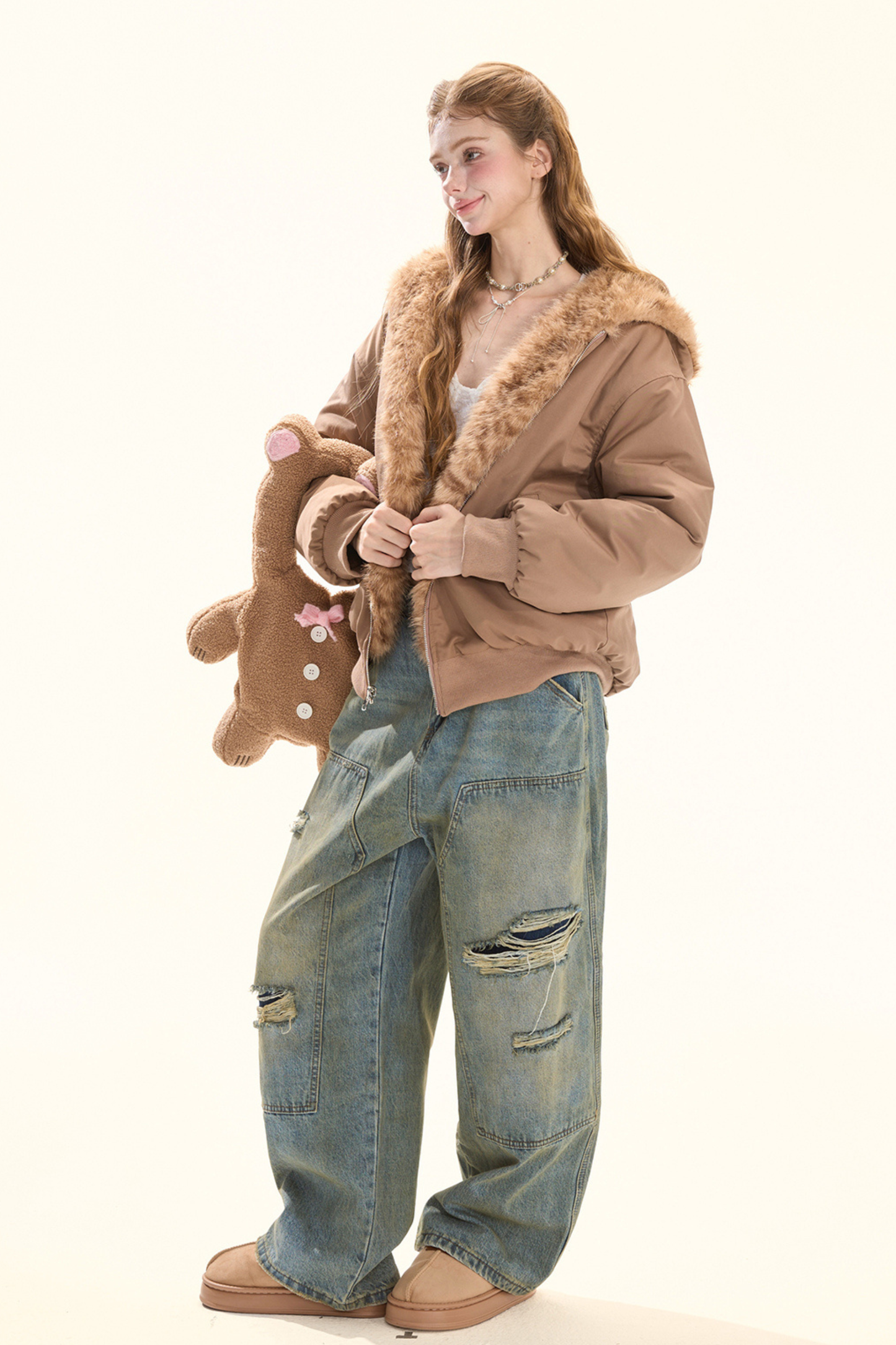 ウォッシュレトロデザインデニムパンツ