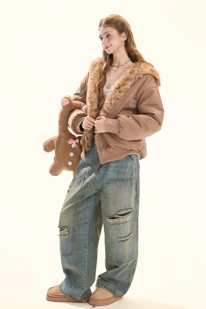 ウォッシュレトロデザインデニムパンツ