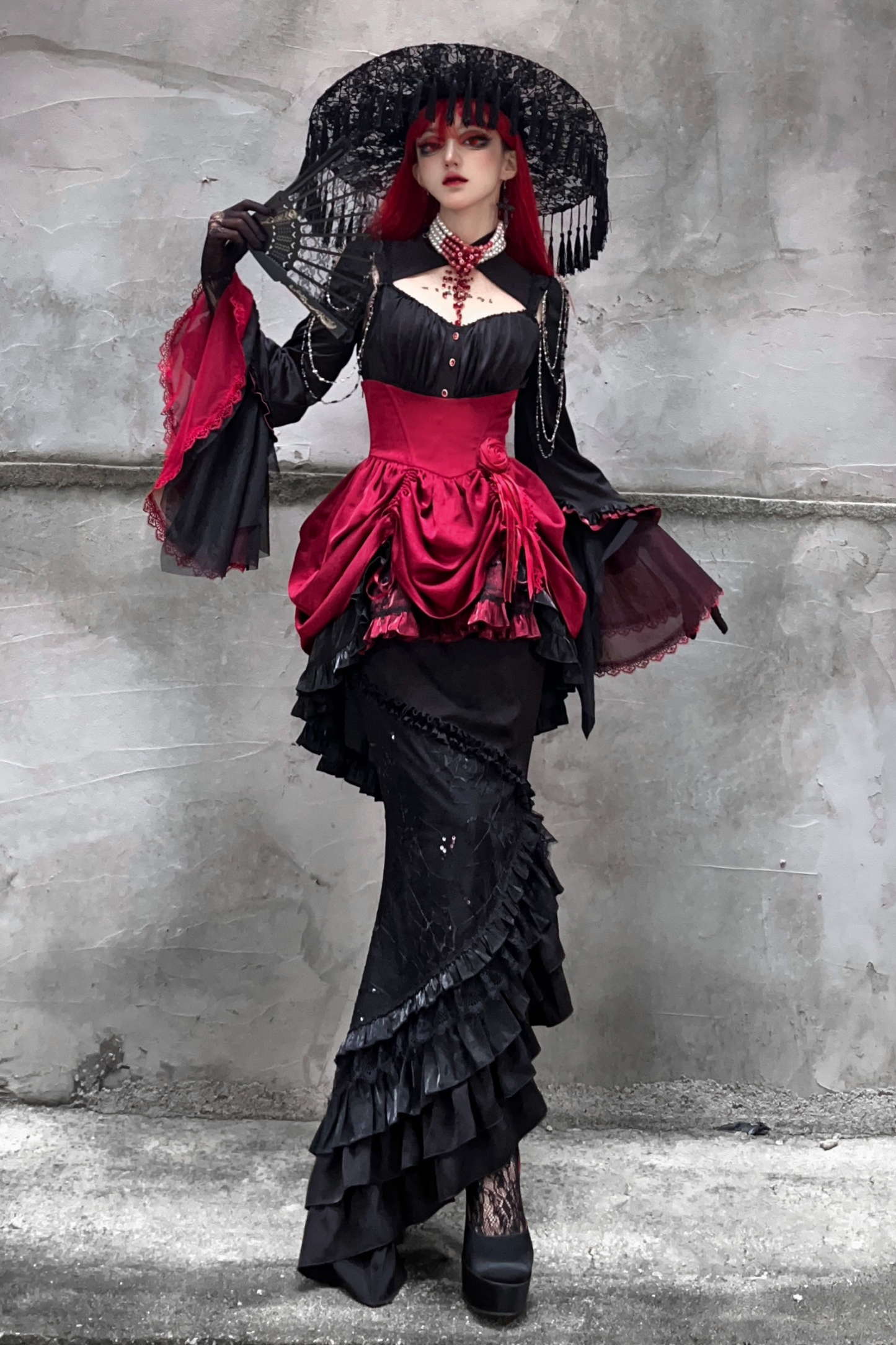 ダークフラワーゴシックロリータセットアップ