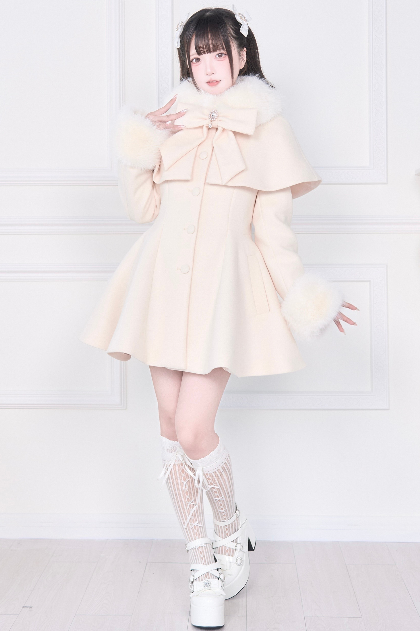 ビッグリボンフレアコート