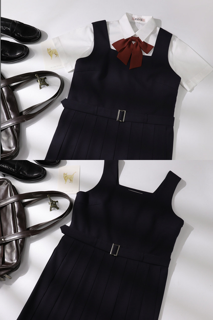 Retro College Plissee-Westenkleid