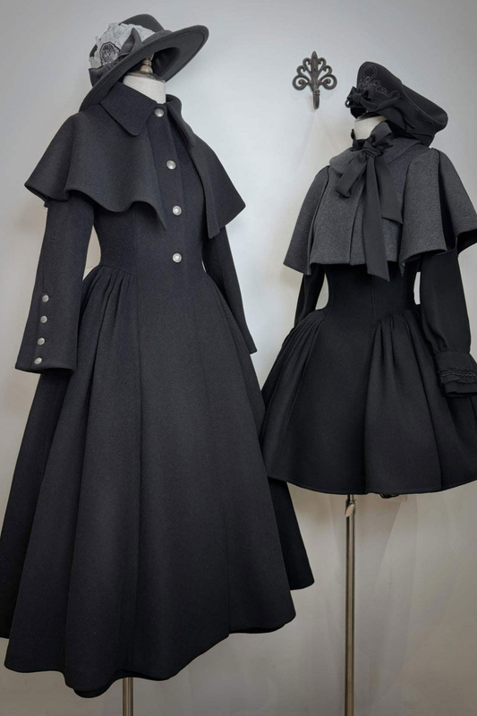 British Detective Lolita Coat + Cape + Skirt + Shirt + Bag + Brooch + Hat + Beret + Necklace