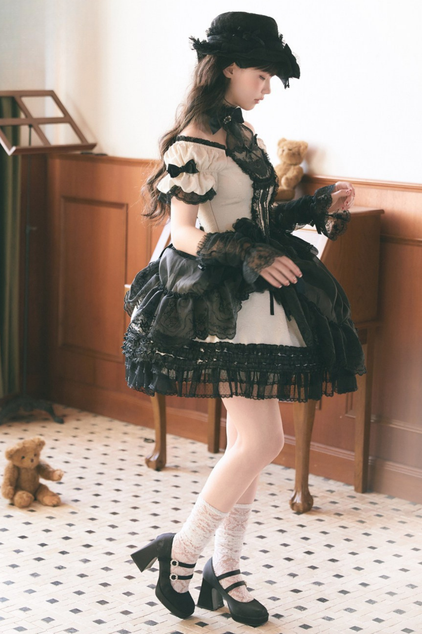Moon River Lolita Puff Sleeve Top + Vest + Skirt