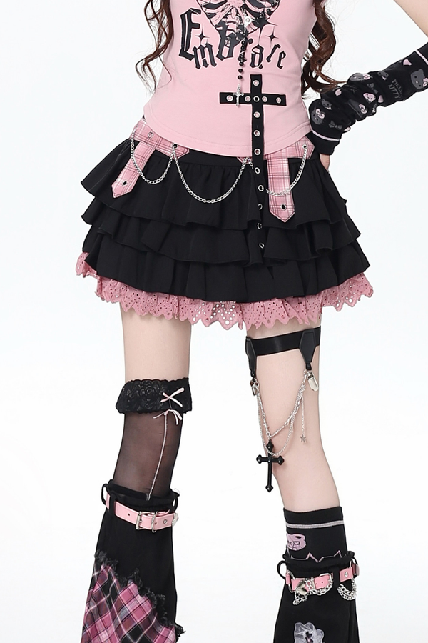 Sweet Cool Subculture Top + Vest + Skirt