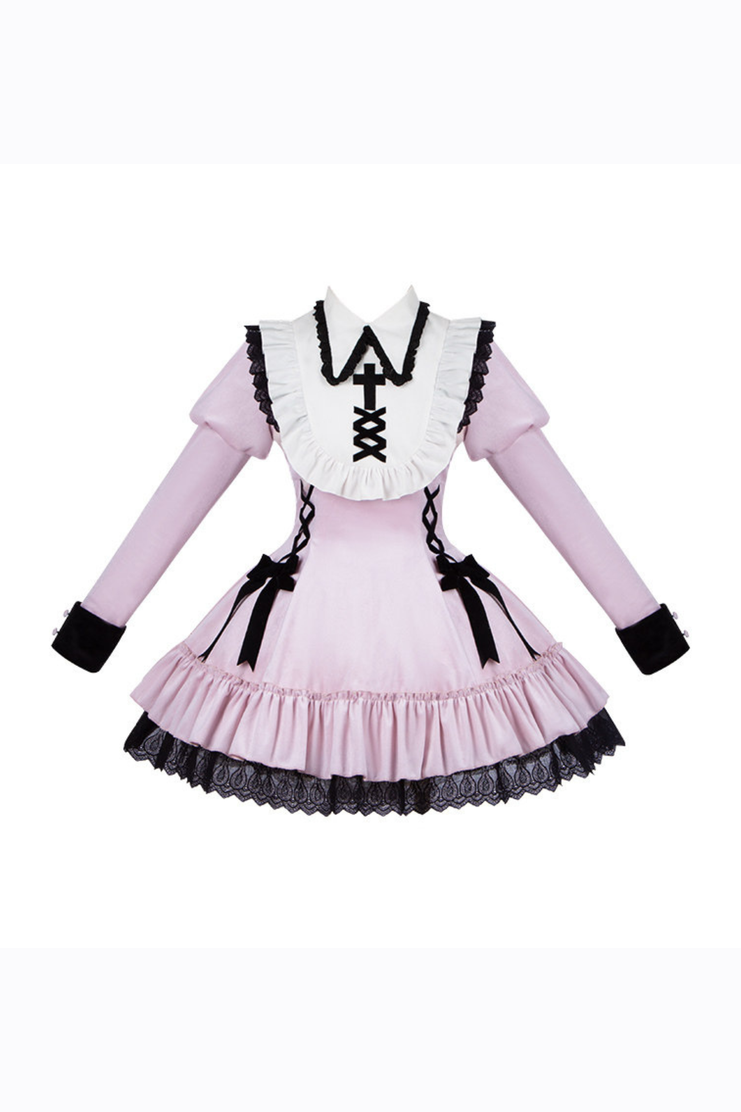 Lace-up ribbon Lolita dress + brooch + hair clip