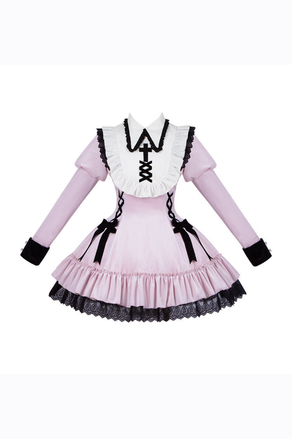 Lace-up ribbon Lolita dress + brooch + hair clip