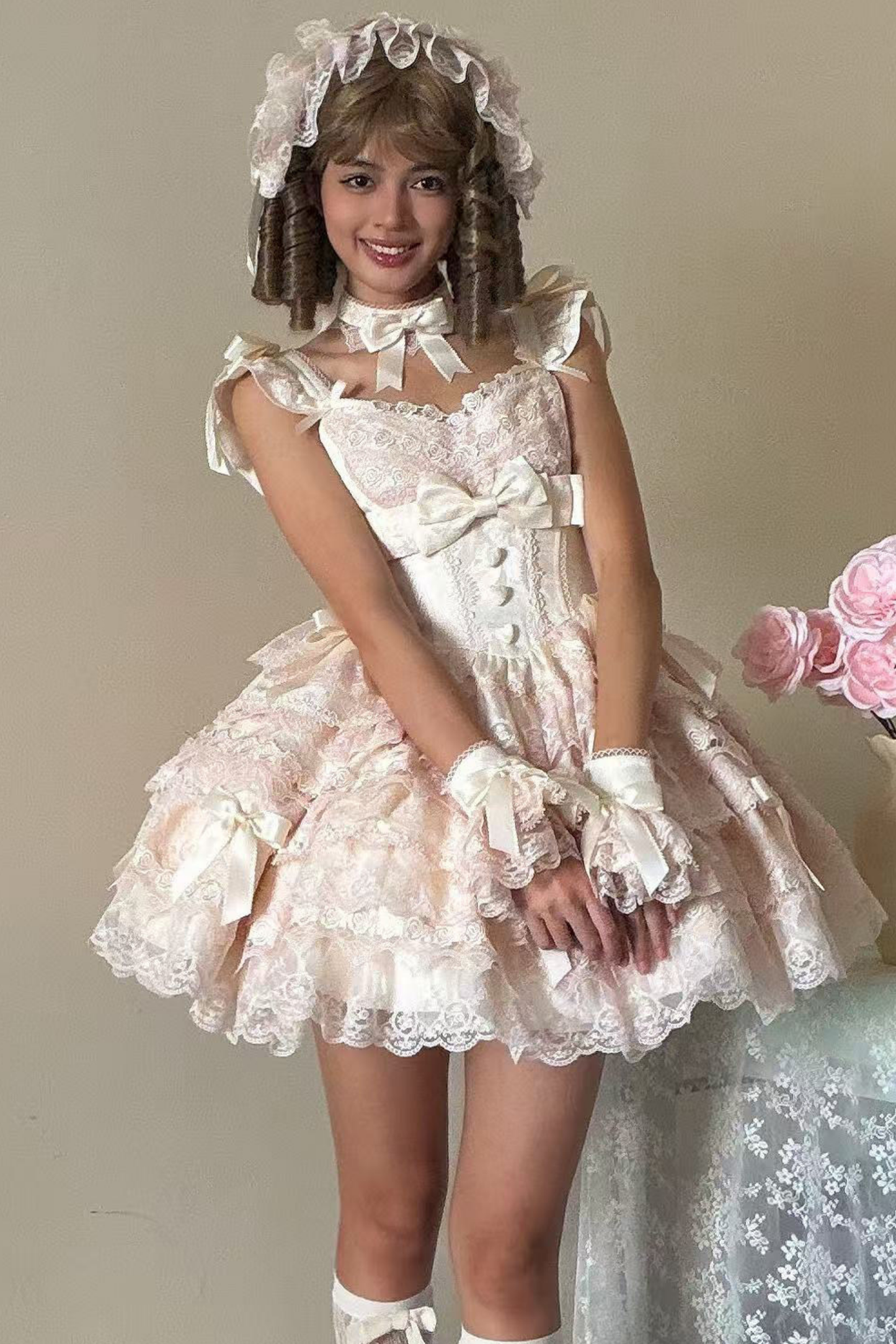 【予約商品】プリンセスバレエケーキロリータドレス+ヘアバンド+ネックレス+スリーブ+テール