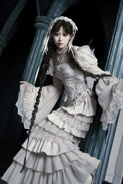 ゴシックロリータスカート+コルセット+ベール+ネックレス+ウエストチェーン