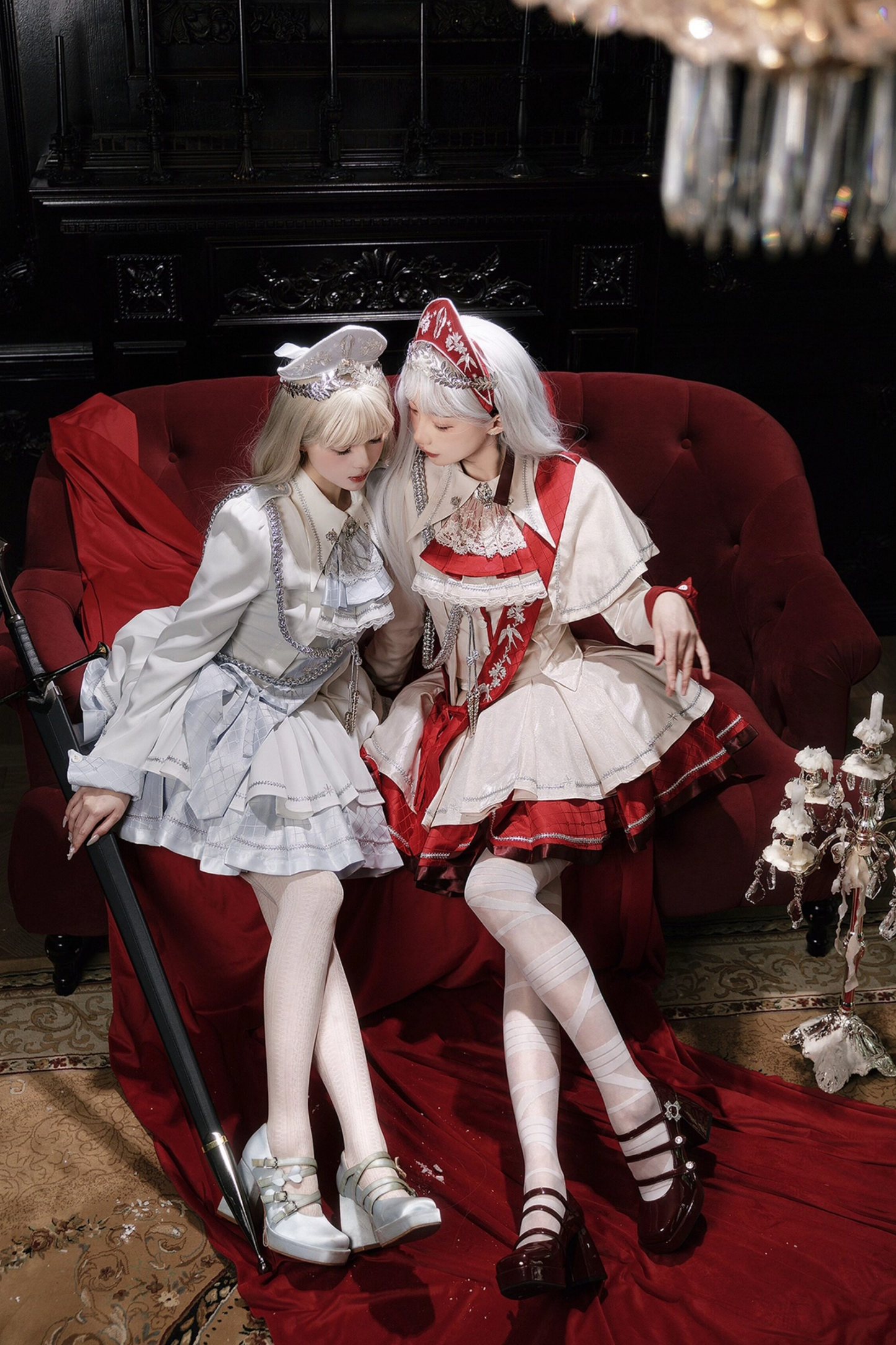 위치스 샤이닝 로리타 탑 + 스커트 + 보닛