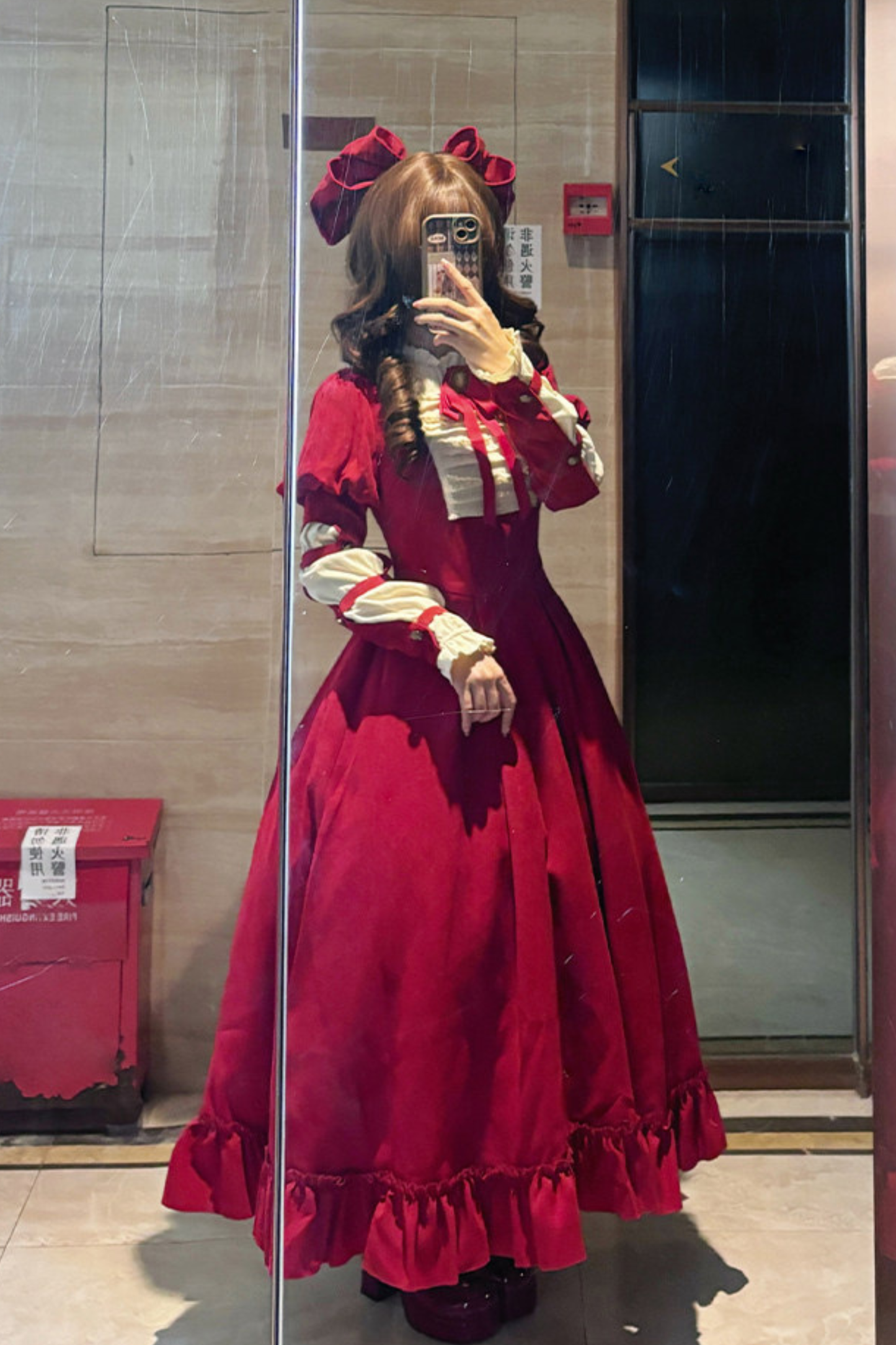 レースラッフルロリータドレス+リボン