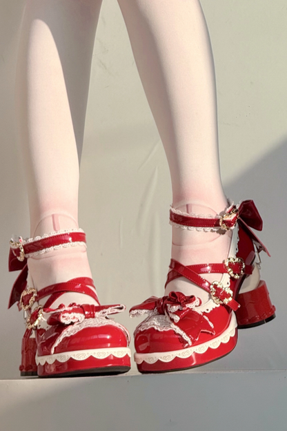 リボンレースロリータクリスタルヒール