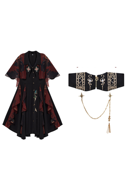 チャイナエンブロイダリードレス+ベルト+ガードル