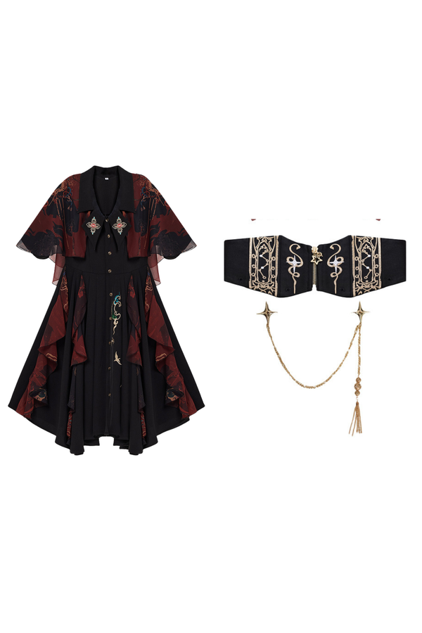 チャイナエンブロイダリードレス+ベルト+ガードル