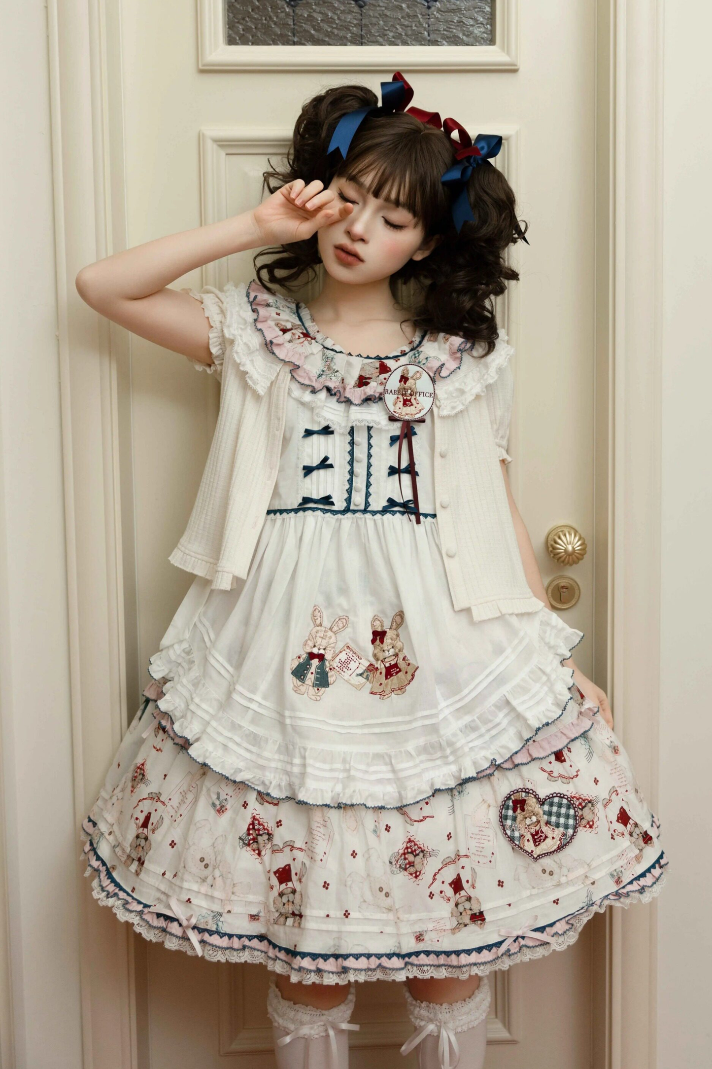 Retro Bear Puff Sleeve Dress + Sleeveless Dress