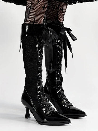 【12月19日予約締切】ポインテッドトゥゴシックロリータロングブーツ＋ブラックレーススペシャルバージョン