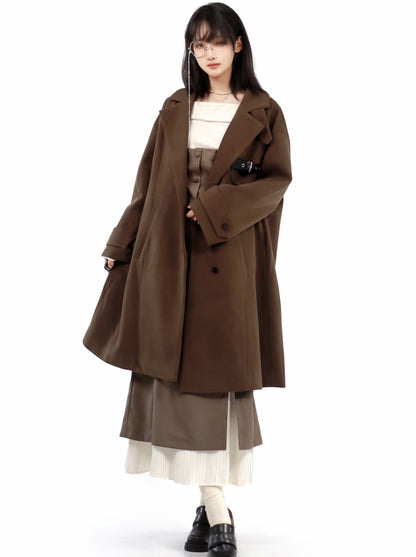 Brown Wool Hip Hug Fishtail Skirt Suit Set