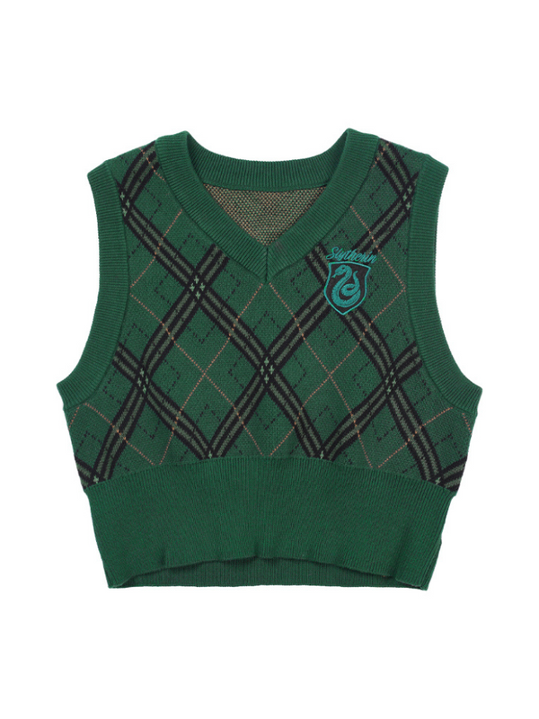 クラスコスプレチェックVネックショートニットベスト