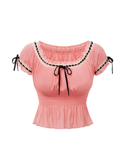 Fifth Ring Design Sweet Waist Ribbon Top