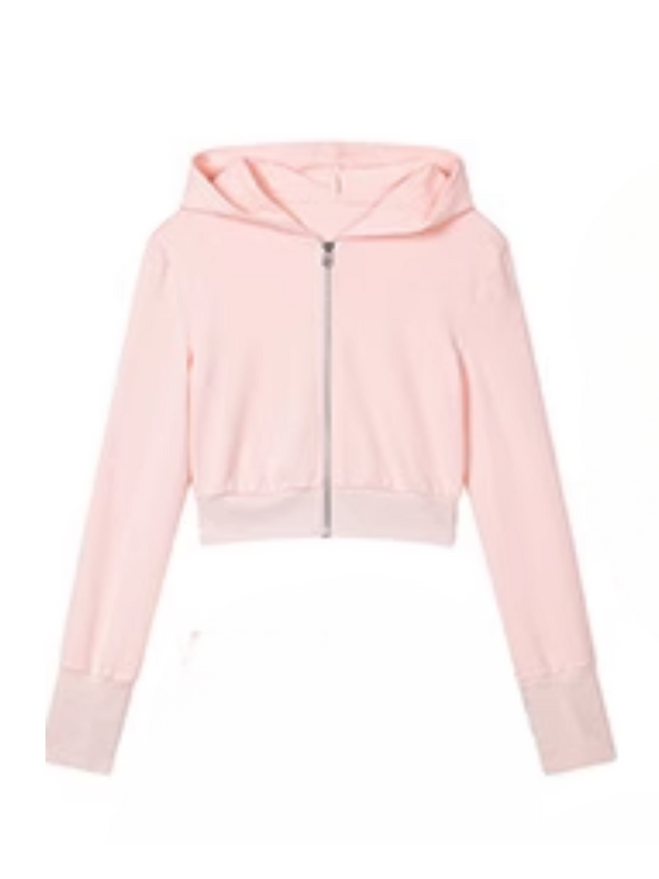 Hooded hoodie + inner tube top + casual skirt