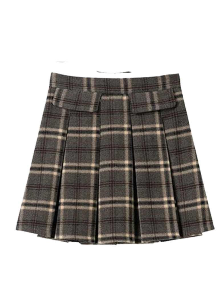 Brown Retro Check Suspenders + Check Skirt