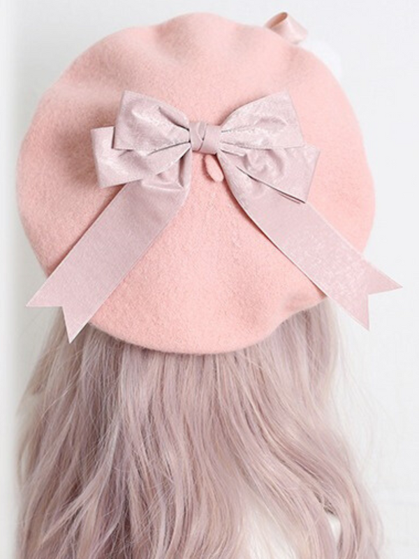 Girly Ribbon Pompom Beret