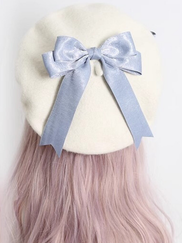 Girly Ribbon Pompom Beret