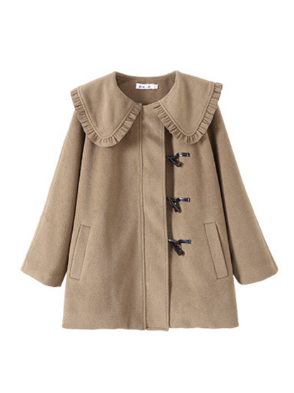 Manteau de laine girly à col volant