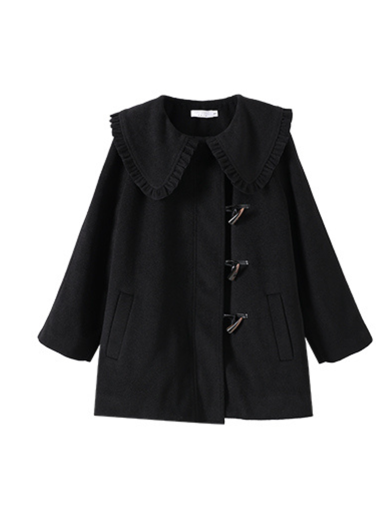 Manteau de laine girly à col volant