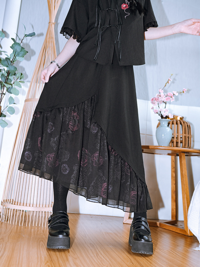 Dark New Chemasty Tile Tassel Shirt+China Style Skirt