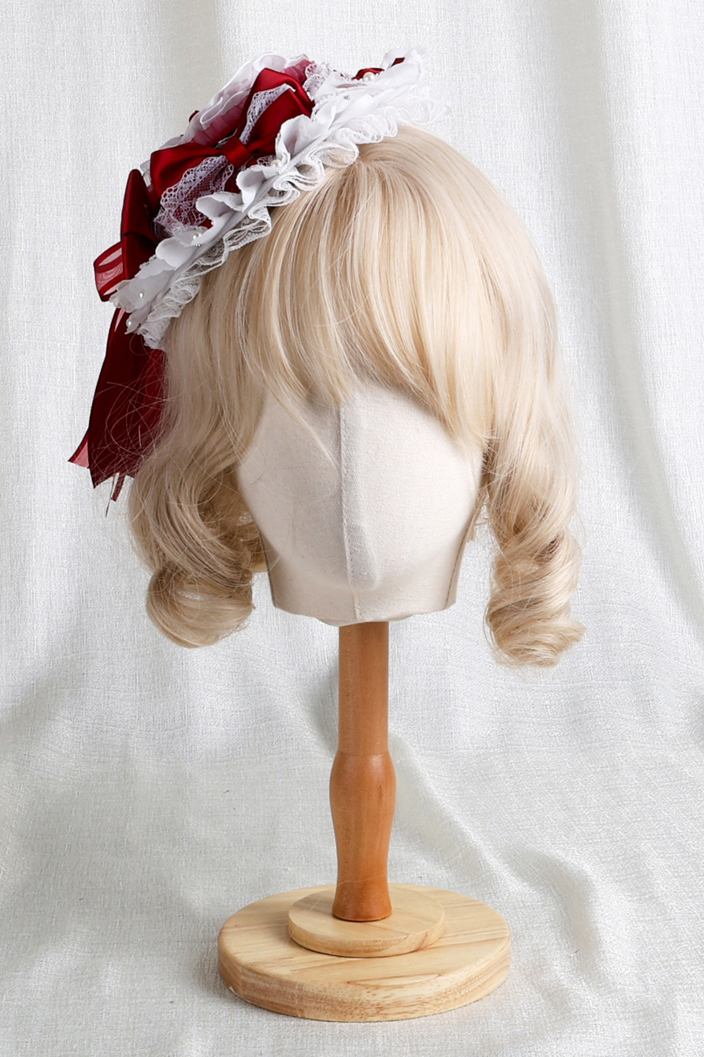 ローズレースロリータボンネット+ハット+ヘアバンド+クリップハット+クラウン