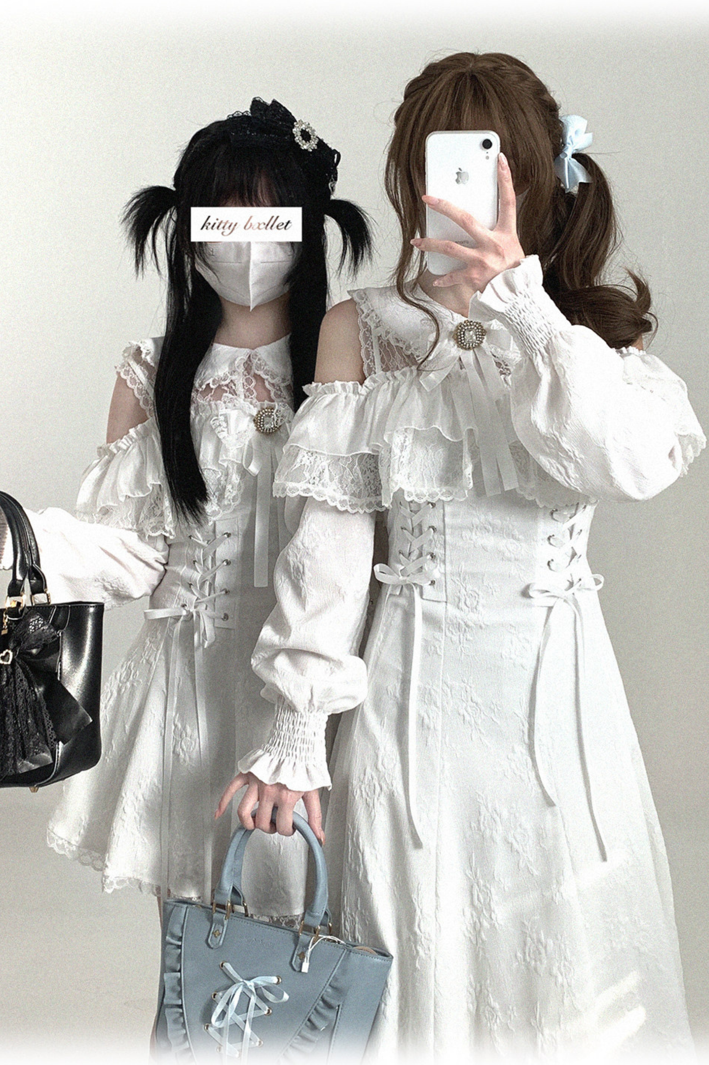 오프숄더 레이스업 레이스 원피스