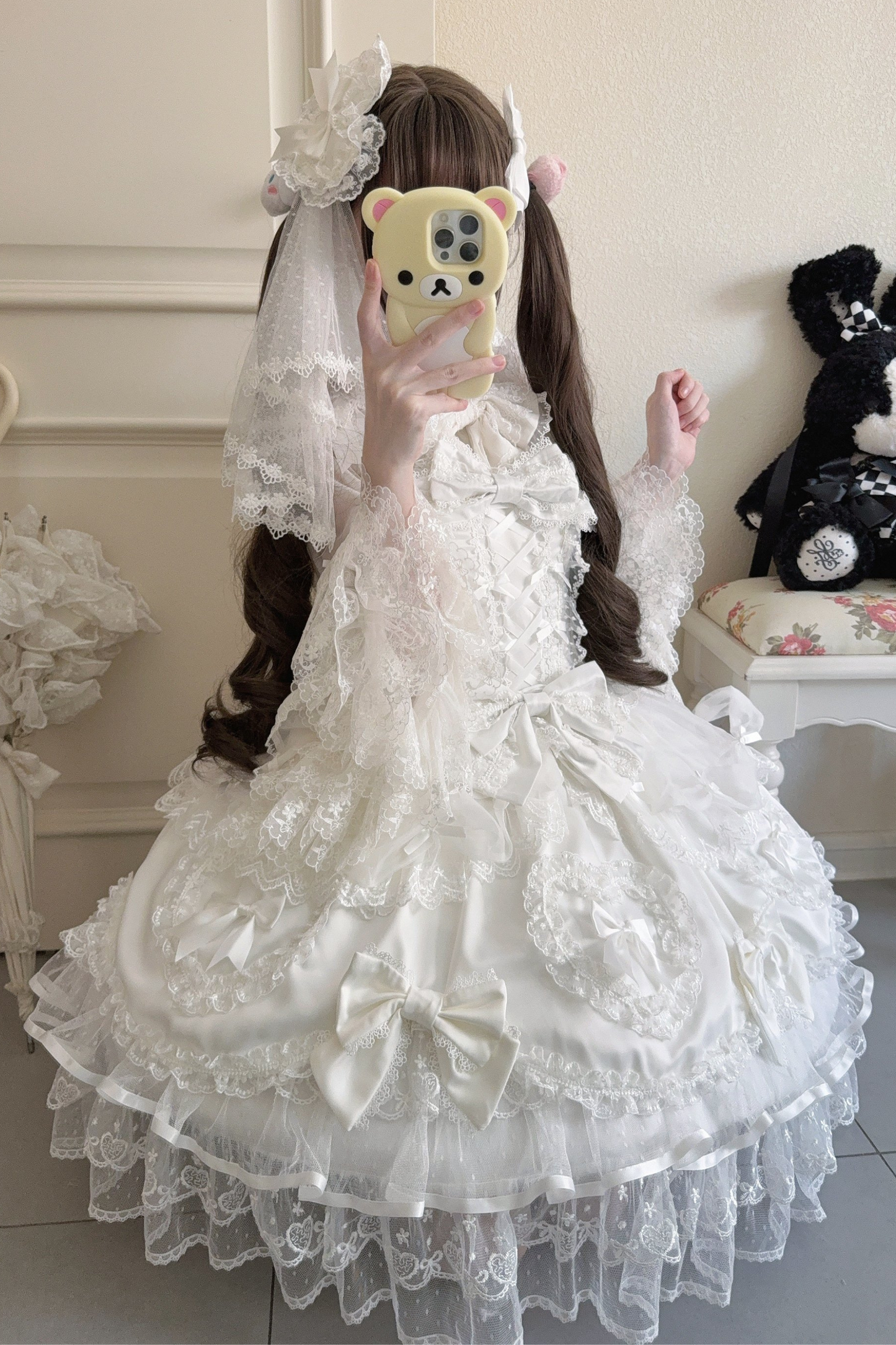 Sweetheart Lolita Dress + Ribbon + Veil