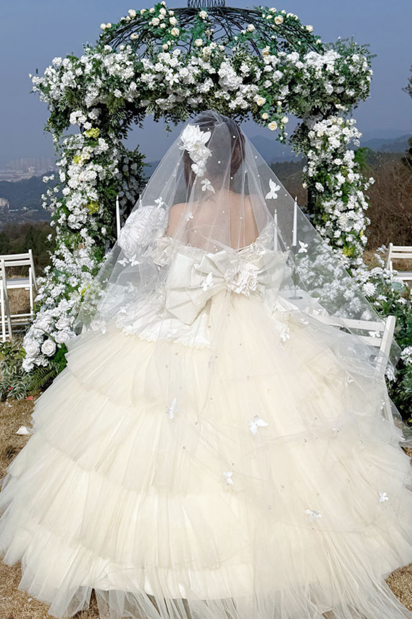 [예약상품] 4월 4일 예약마감]애프리콧 웨딩 로리타 원피스+숄+소매+리본 테일+베일