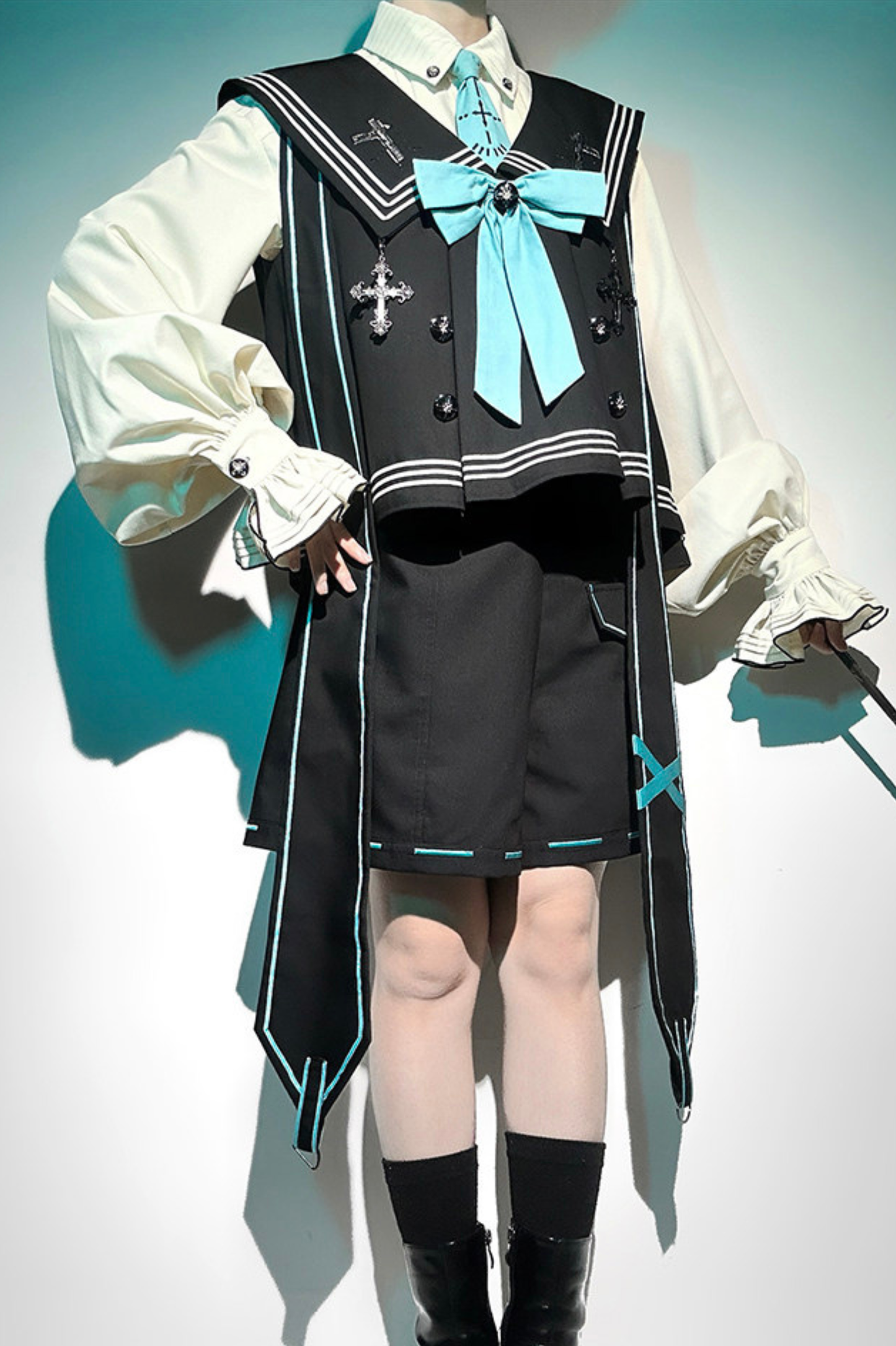 Cyber-Prince-Weste + Hemd + Kurze Hose + Krawatte