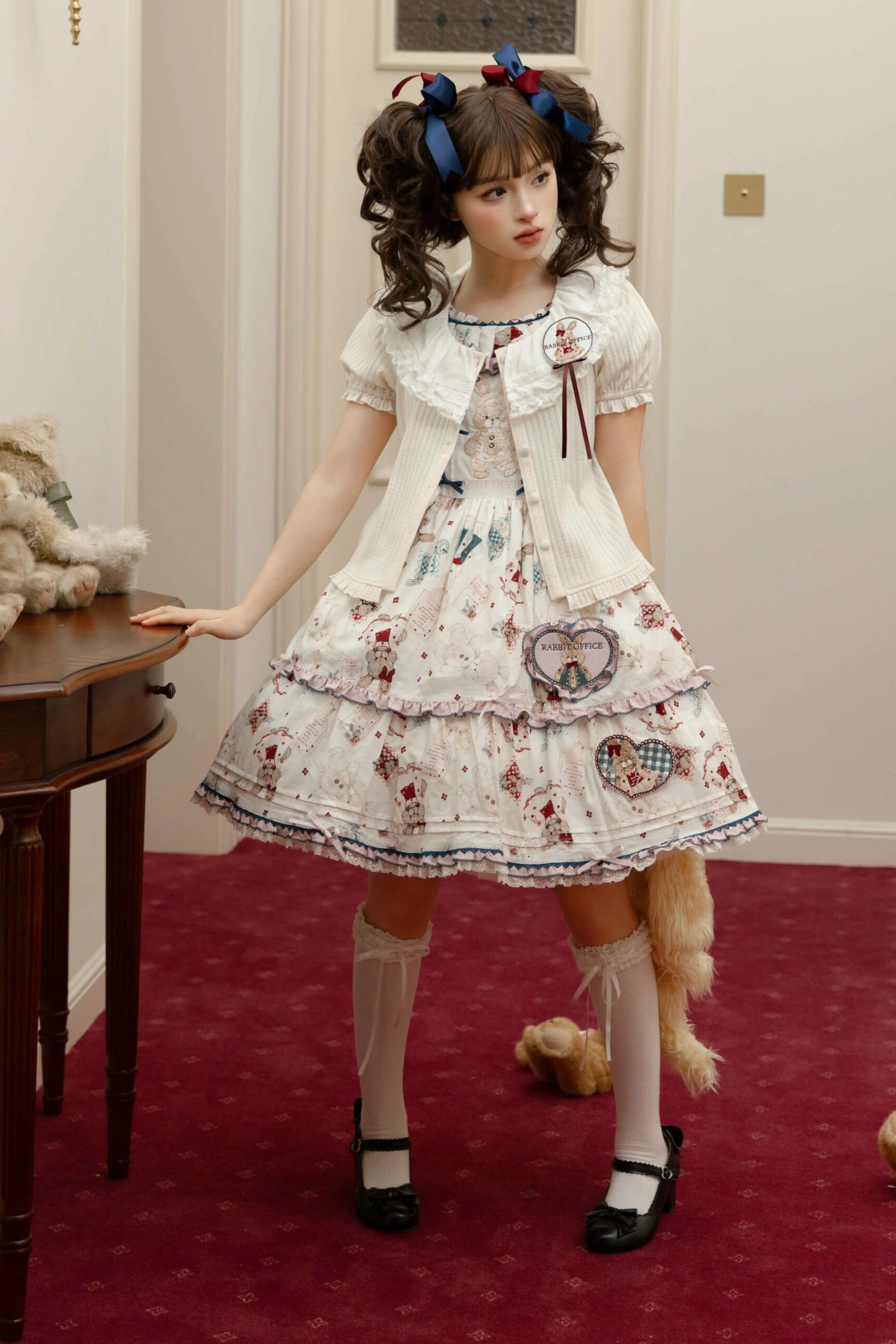 Retro Bear Puff Sleeve Dress + Sleeveless Dress
