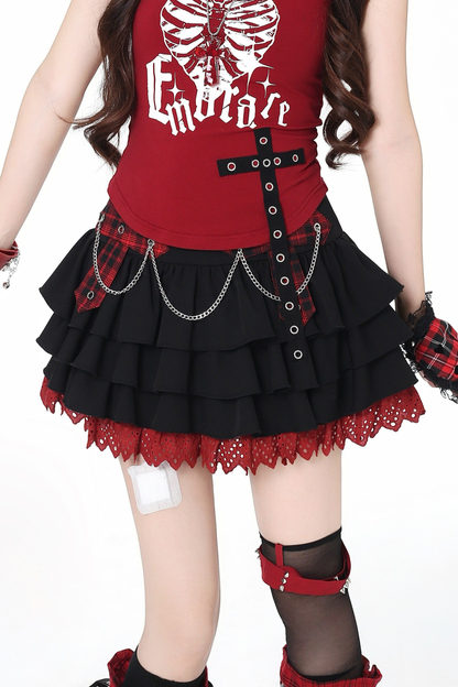 Sweet Cool Subculture Top + Vest + Skirt