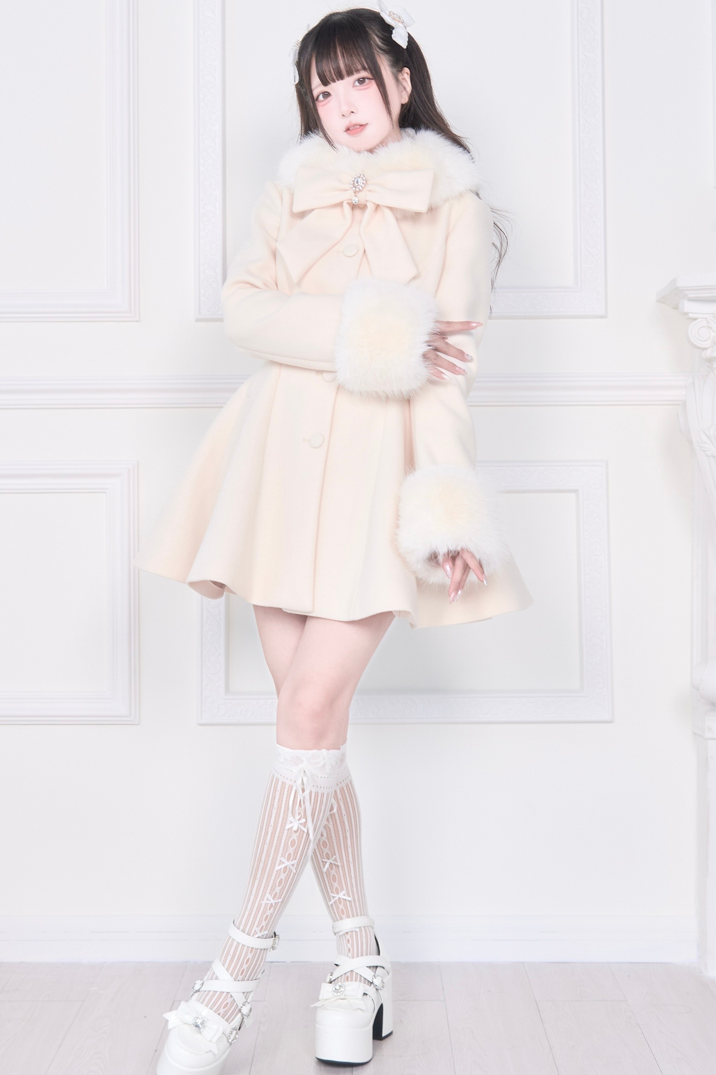 ビッグリボンフレアコート