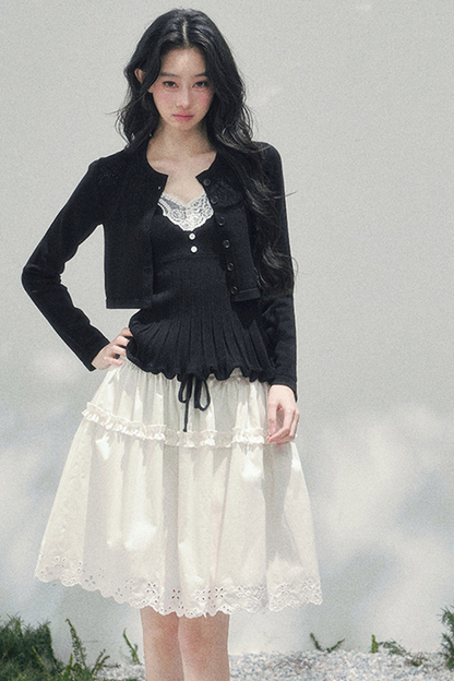 レーススイートティアードパフィースカート