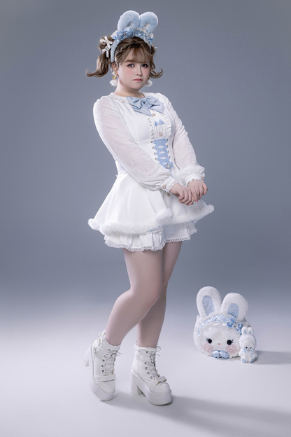 Fluffy cute cape + top + pants + brooch