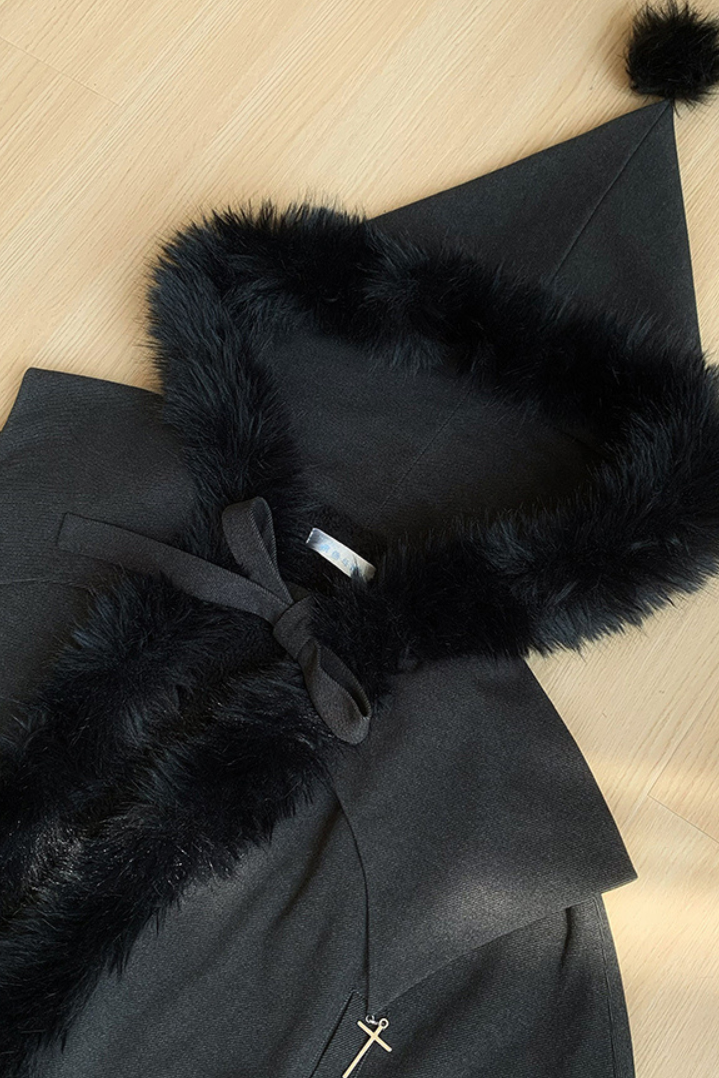 ダークゴシックフリースフードマント