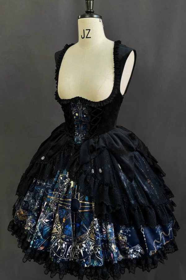 Gothic Lolita Jumper Skirt + Dark Top + Girdle